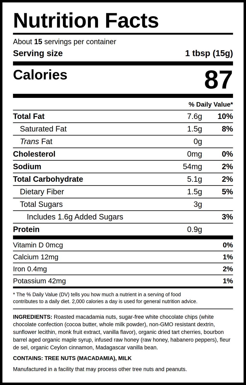 Santa's Secret Cookie nutrition facts and ingredients